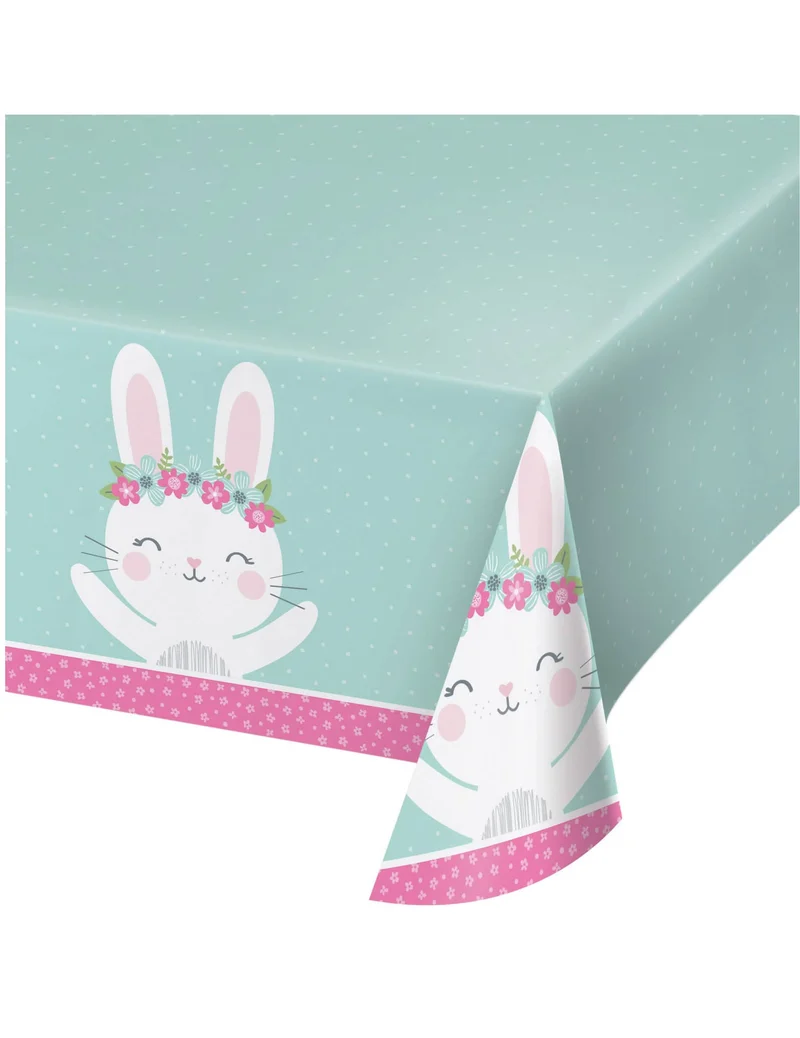Tischdecke aus Plastik kleines Kaninchen mint 137 x 259 cm für Geburtstag