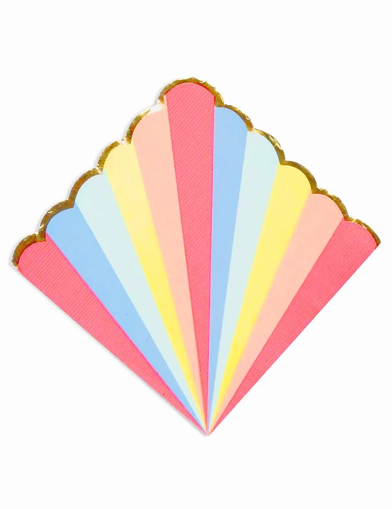 16 Papier-Servietten, pastellfarben und gold gestreift, 33 x 33 cm