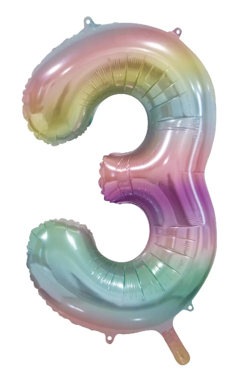 3 Jahre Helium Ballon Regenbogen Pastell Leer 86cm