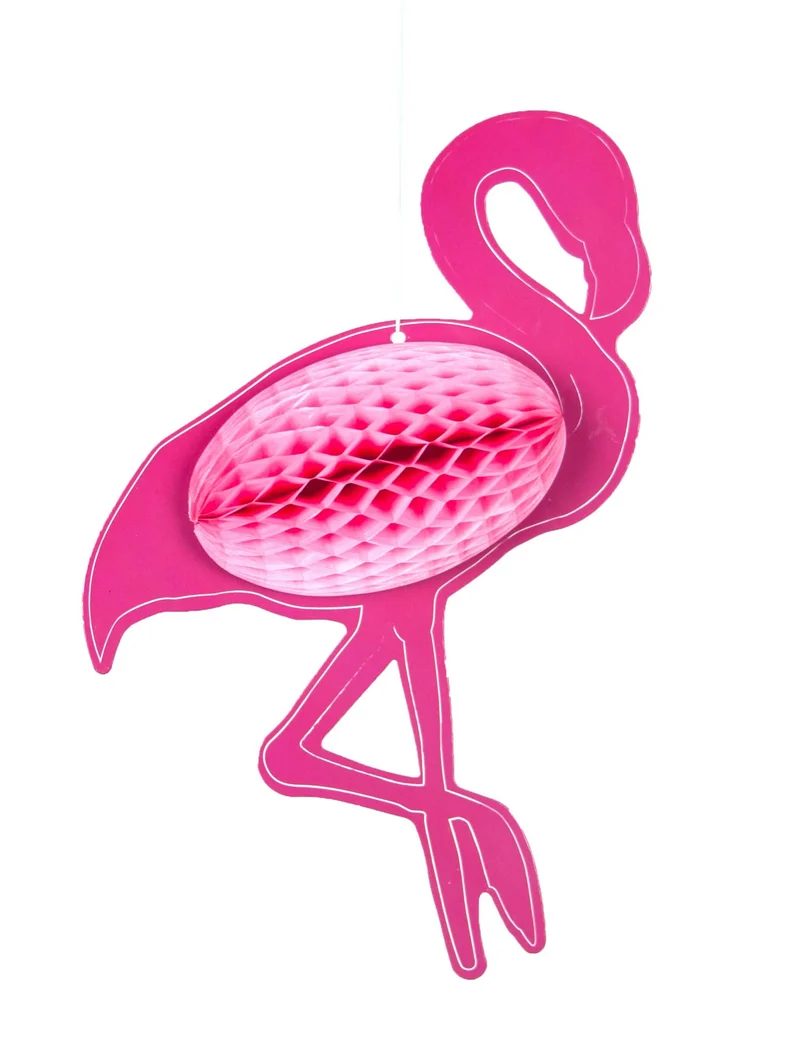 Wabenförmige Flamingo-Hängedekoration 31 x 17 cm aus Papier