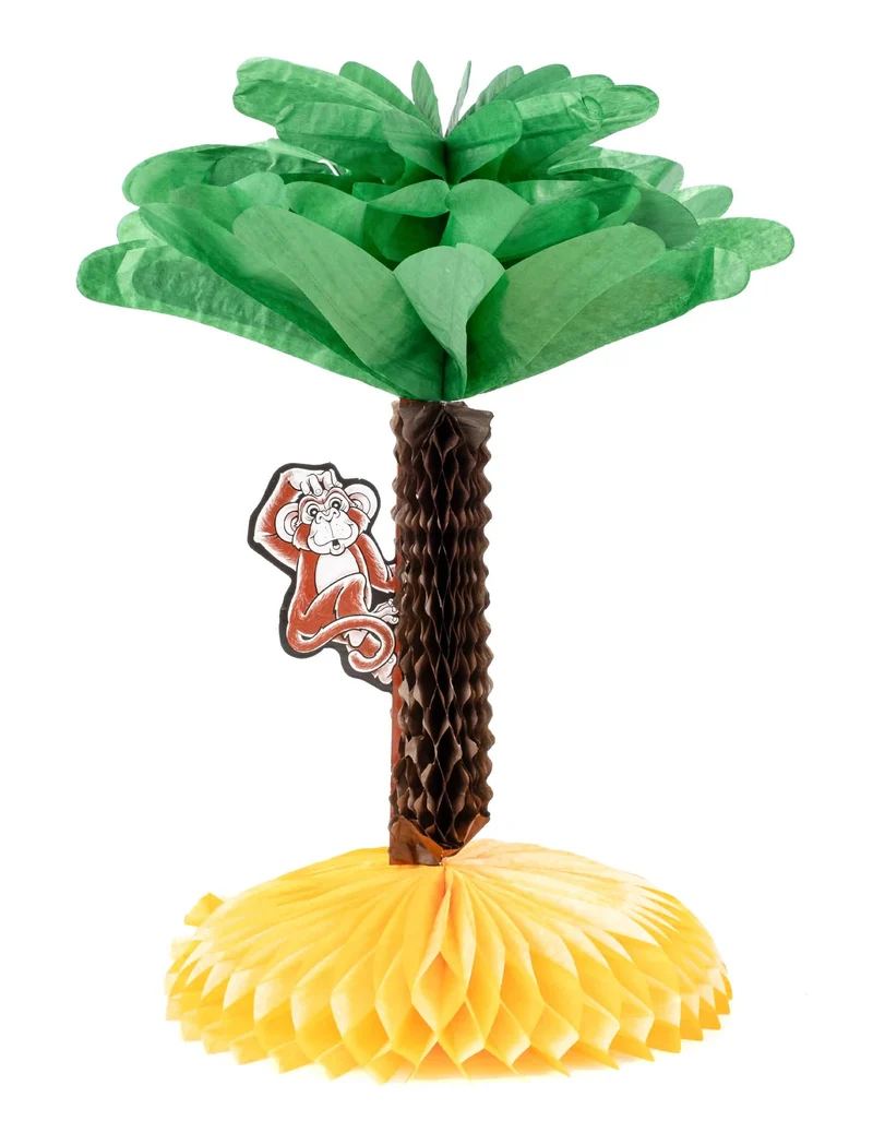 Hawaii Palmen-Tischdekoration aus Papier 33 cm mit Affe