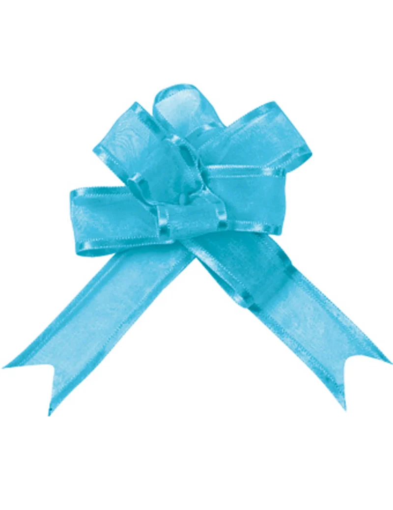 5 Mini-Organza-Schleifen Türkis 16 mm für Dekoration
