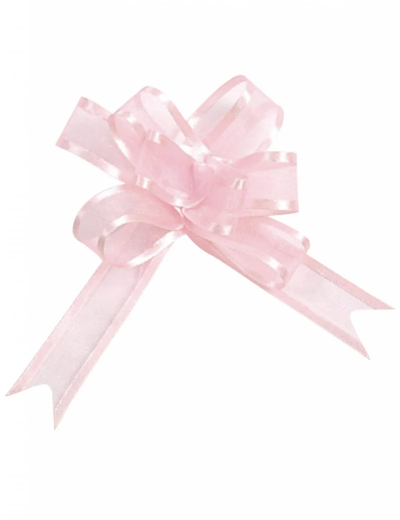 5 Mini-Organzabänder Rosa 16 mm zum Ziehen für Dekoration