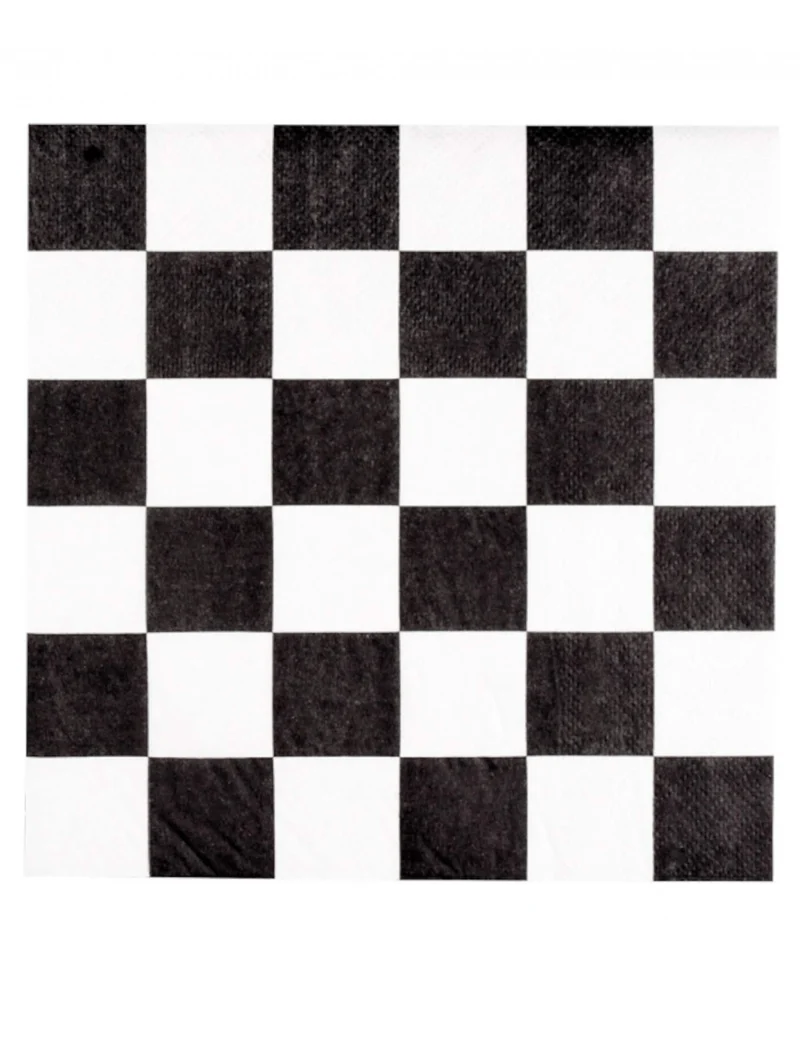 20 Renn-Papierservietten 33 x 33 cm schwarz-weiß kariert