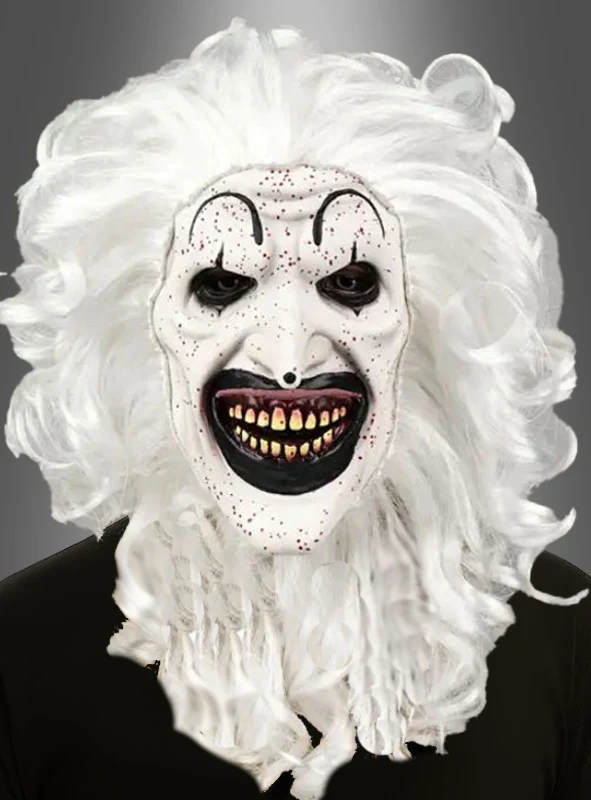 Schwarz-weiße Clown Maske mit Haaren