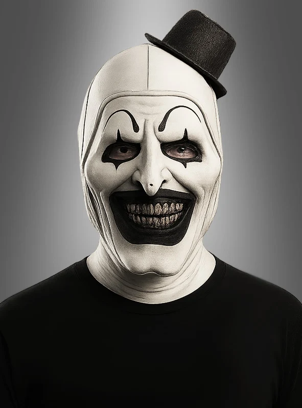 Clown Maske schwarz weiß mit Zylinder