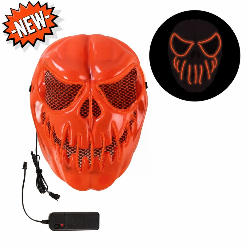 LED Halloween Kürbis-Totenkopfmaske – Leuchtender Grusel für dein Kostüm