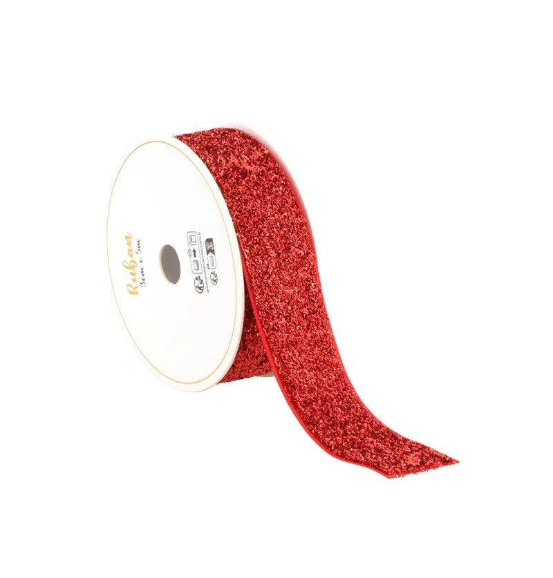Rote Schleife Glitter 25Mm 3m