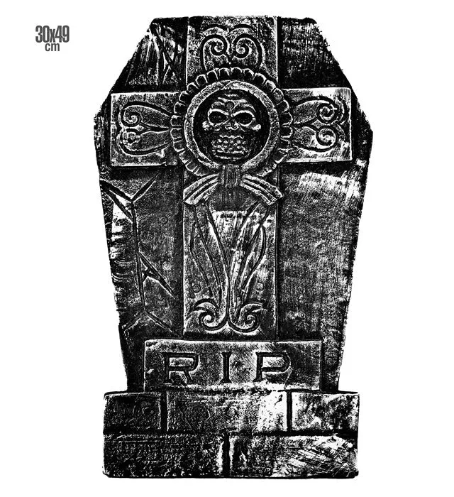Grauer Grabstein mit Kreuz 49 cm