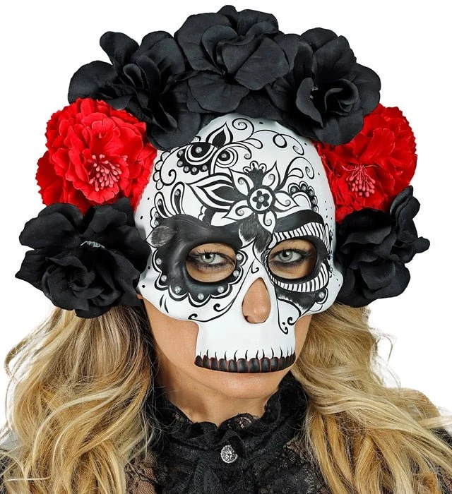 Dia de los Muertos-Maske – Schwarz-Weißer Totenkopf