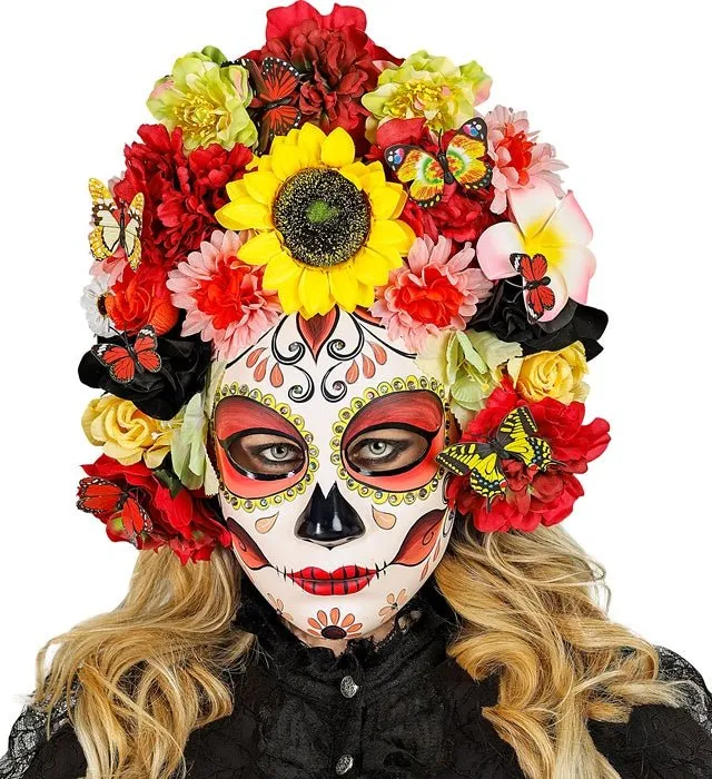 Dia de los Muertos-Maske, bunt, mit Blumen