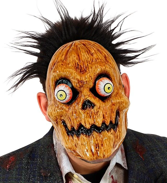Kürbis-Maske mit orangefarbenen Wackelaugen