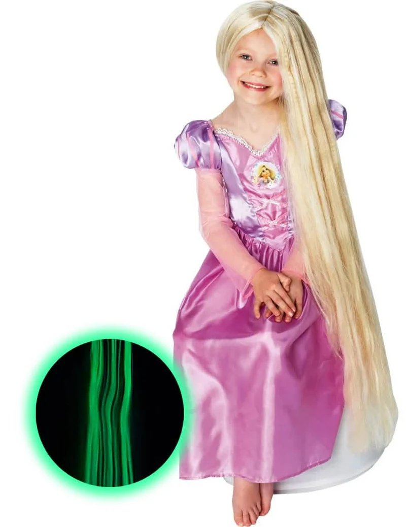 Lange Rapunzel™ Perücke für Kinder 80 cm blond