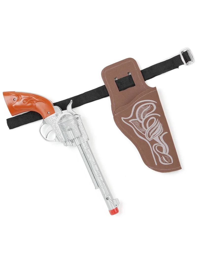 Cowboy Revolver -Set Spielzeug für Kinder braun-schwarz-silber