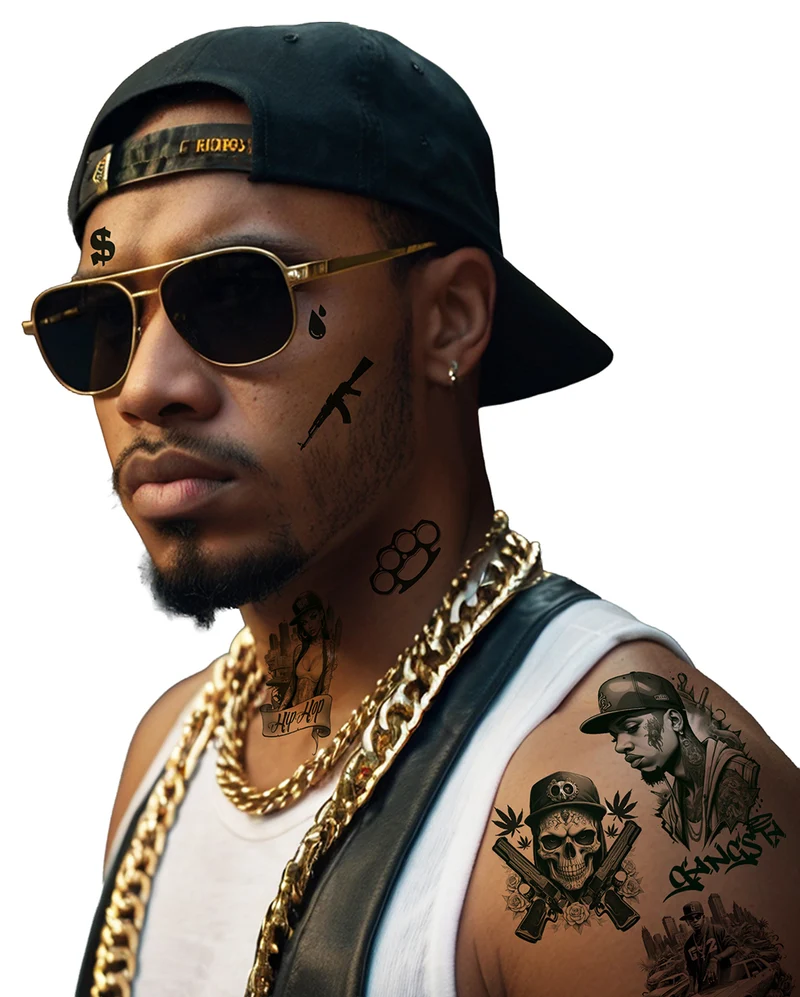 8-tlg. Gangster Klebetattoo Set