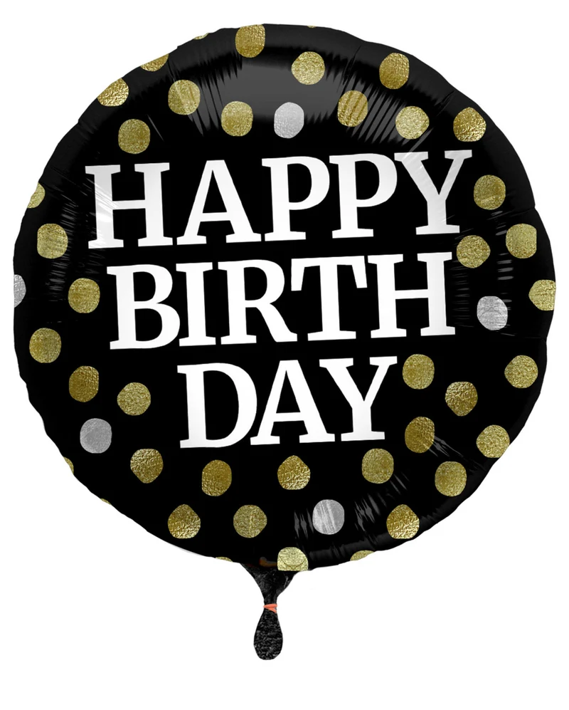 Happy Birthday Glossy Black - Folienballon 45cm
