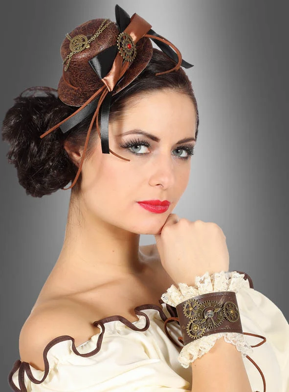 Steampunk Minihut und Manschetten Set