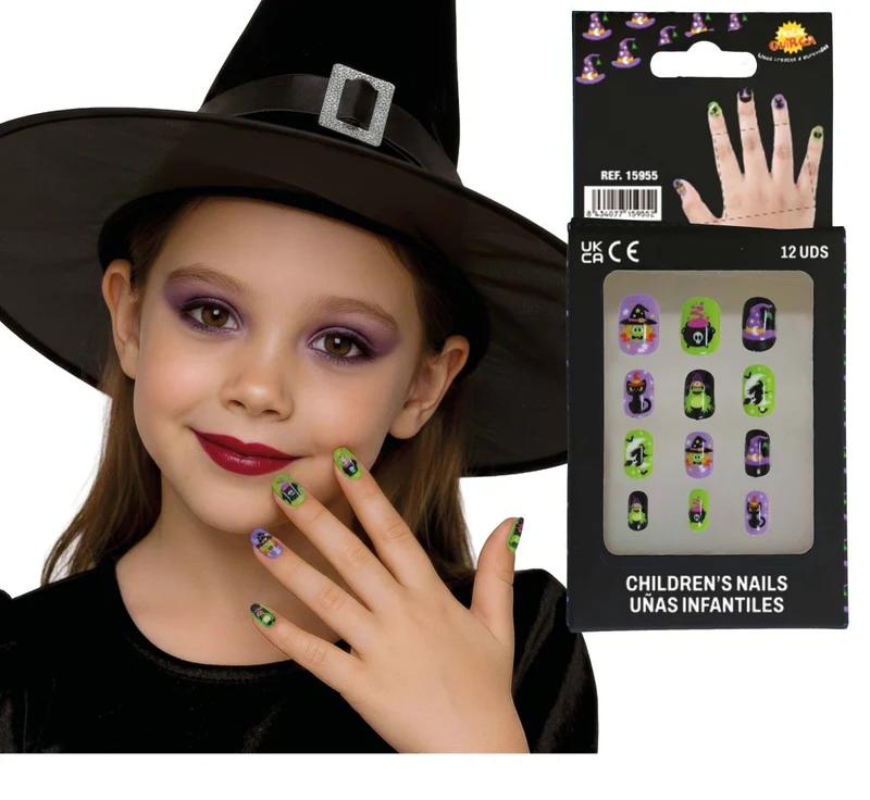 Halloween-Kunstnägel für Kinder – Hexen