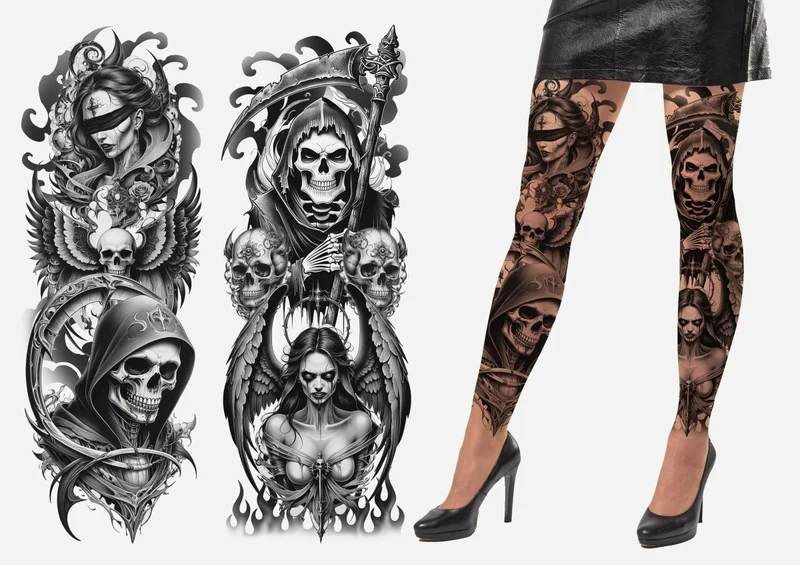 Halloween-Strumpfhose mit Skelett-Effekt „Vampir“