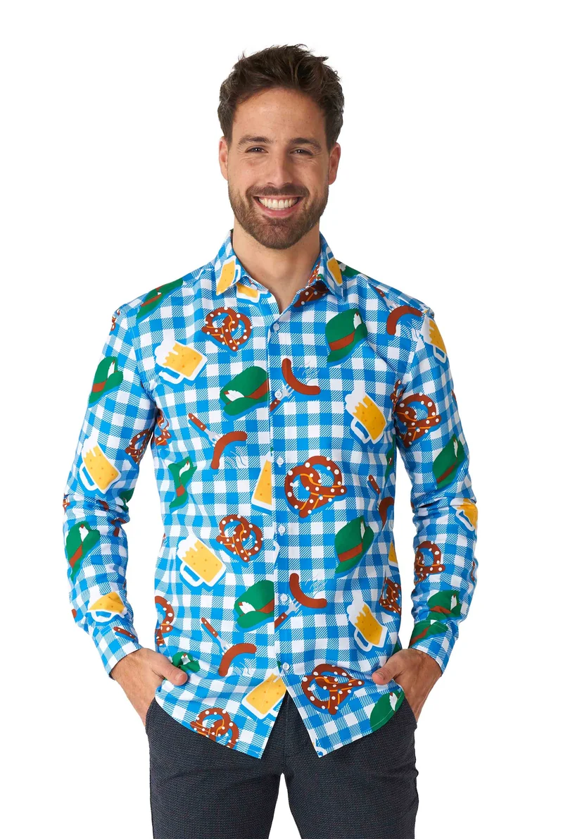 Suitmeister | October Check Blue | Overhemd Oktoberfest
