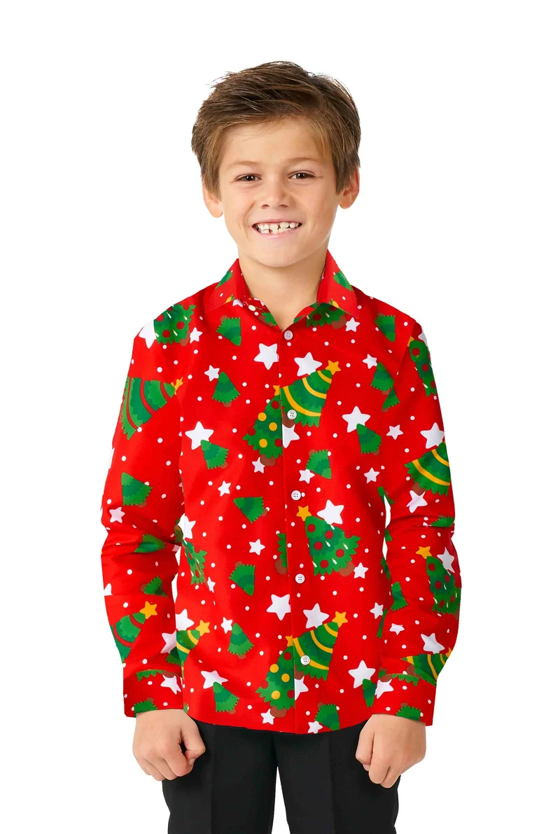 BOYS Christmas Trees Stars Red