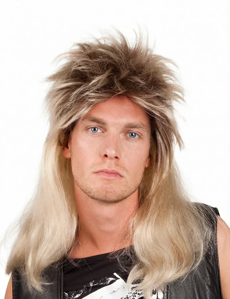 Pop Rock Perücke lang für Herren