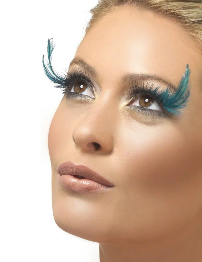 Falsche Wimpern mit blauen Feder für Damen