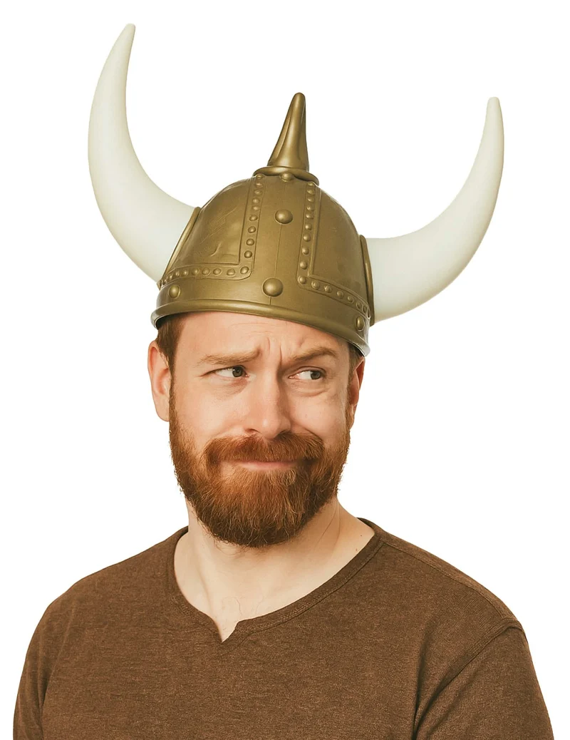 goldener Wikinger Helm für Erwachsene mit Hörnern