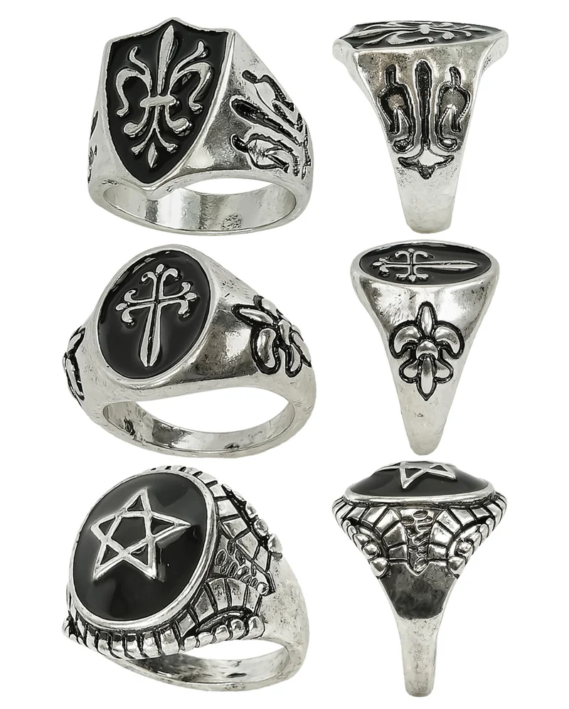 Gothic Ringe als Kostümaccessoire 3er-Set