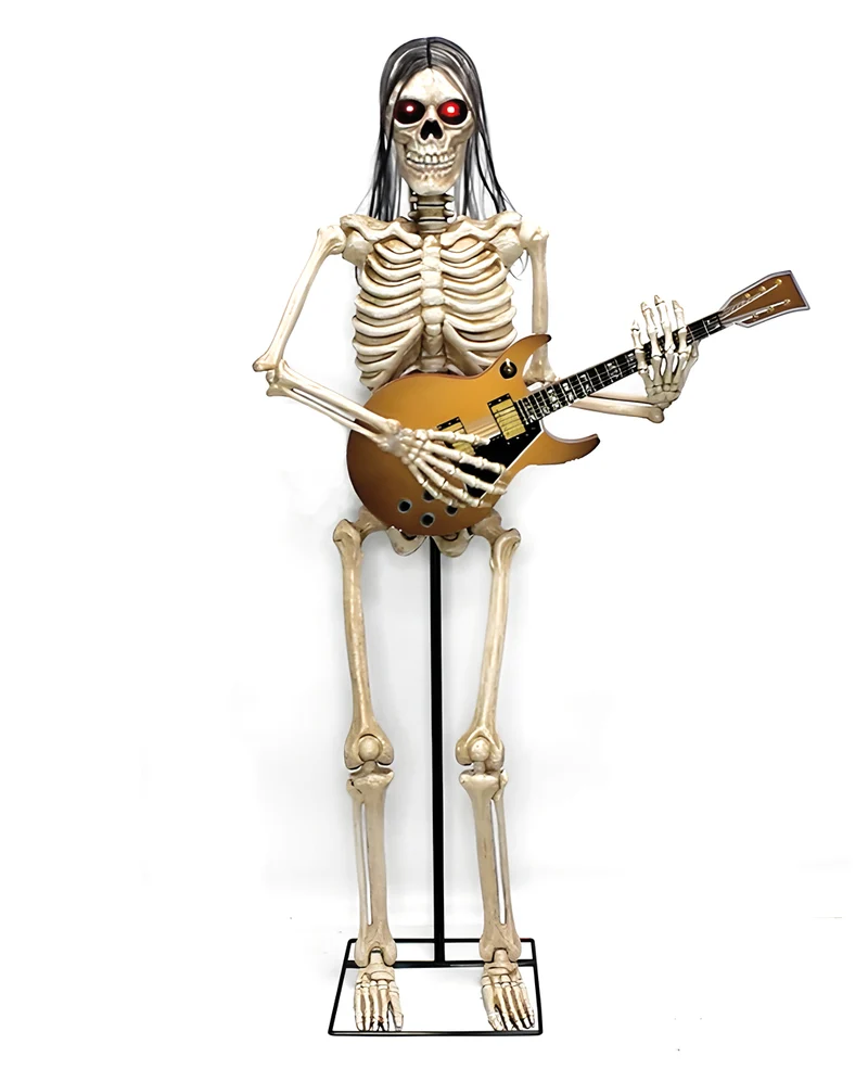 Ozzy Rockstar Skelett mit Bewegung, Sound & Licht 152cm