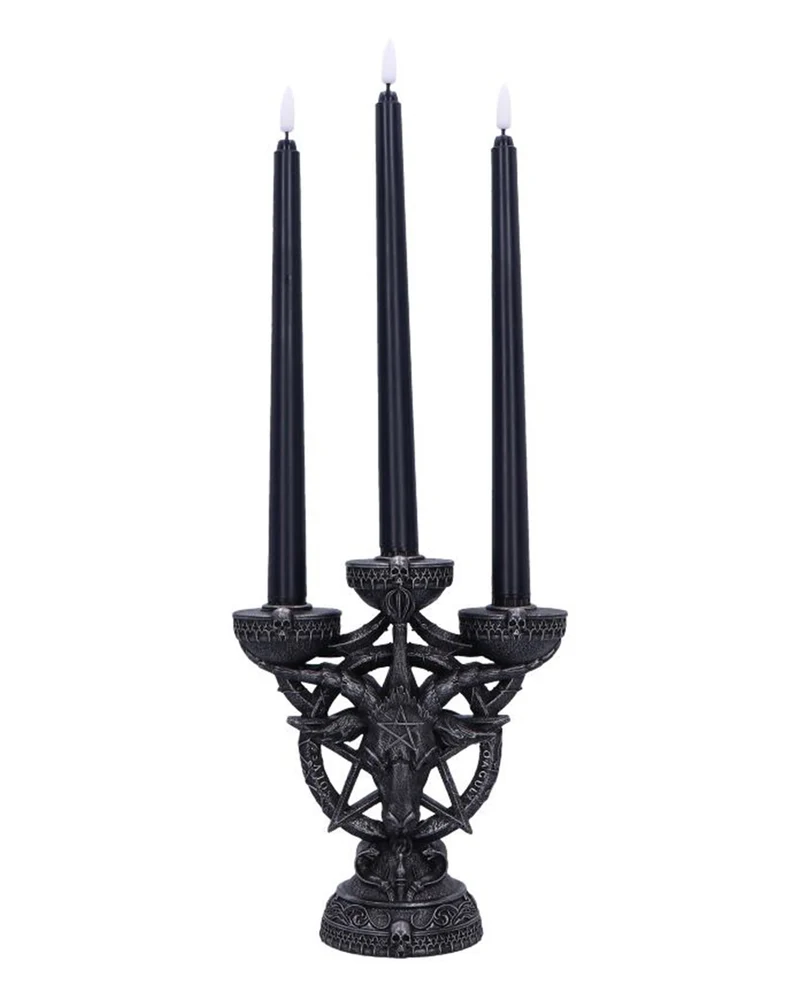 Baphomet's Strahlender Kerzenleuchter mit LED Kerzen 46cm