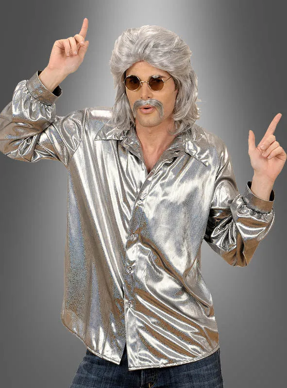 Glänzendes Disco Hemd silber