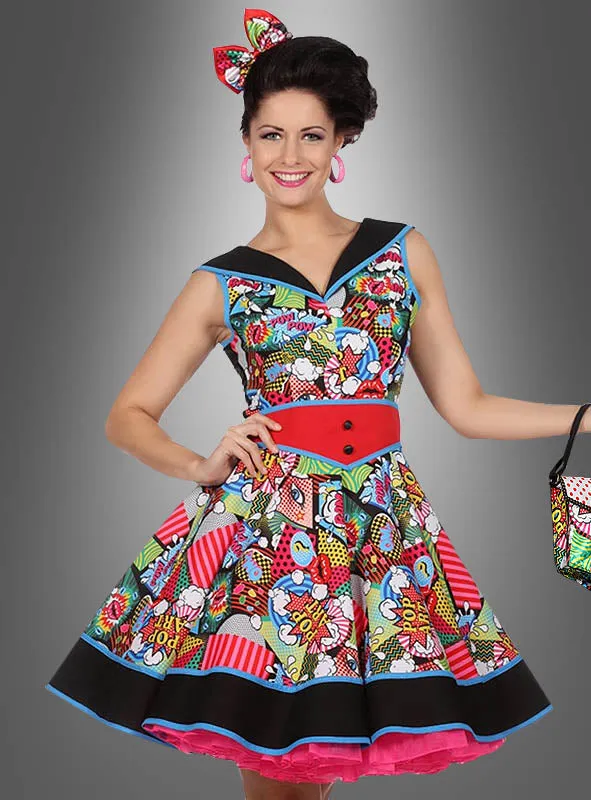 Buntes Pop Art Comic Kleid Nina