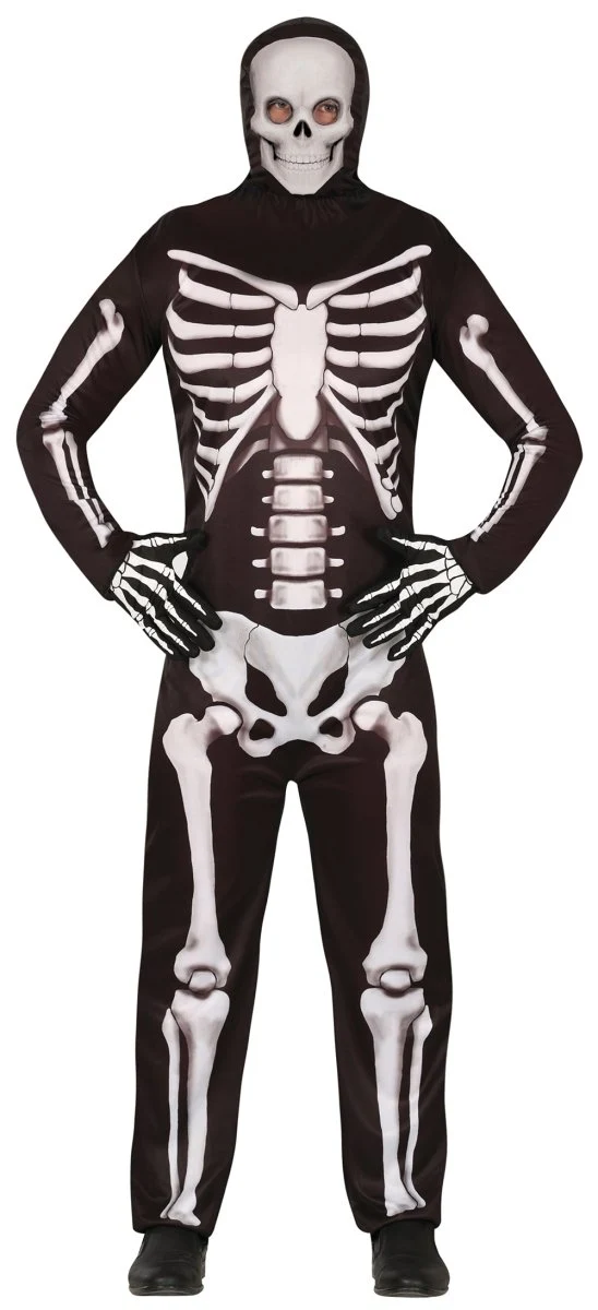 Halloween-Kostüm „Schwarz-Weißes Skelett“, 2-teilig