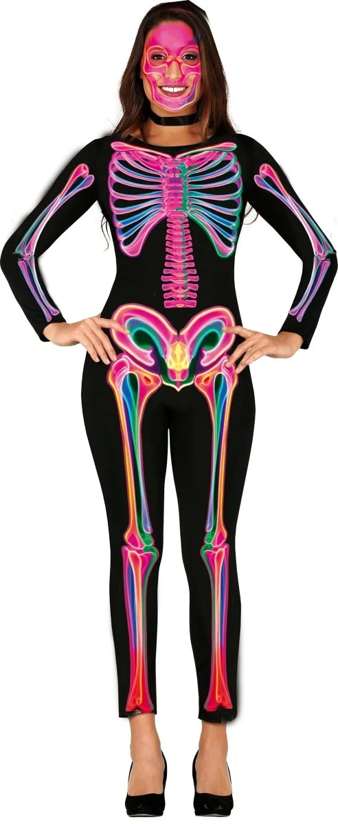 Halloween-Kostüm für Damen: Neon-Skelett