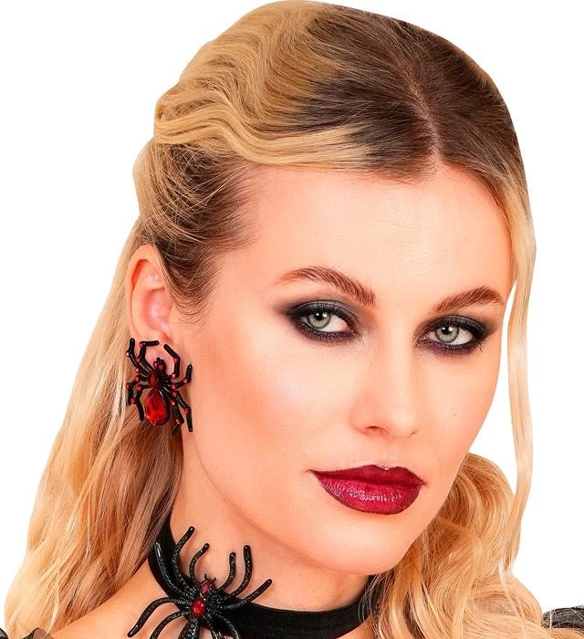 Halloween-Ohrringe: Rote Spinne