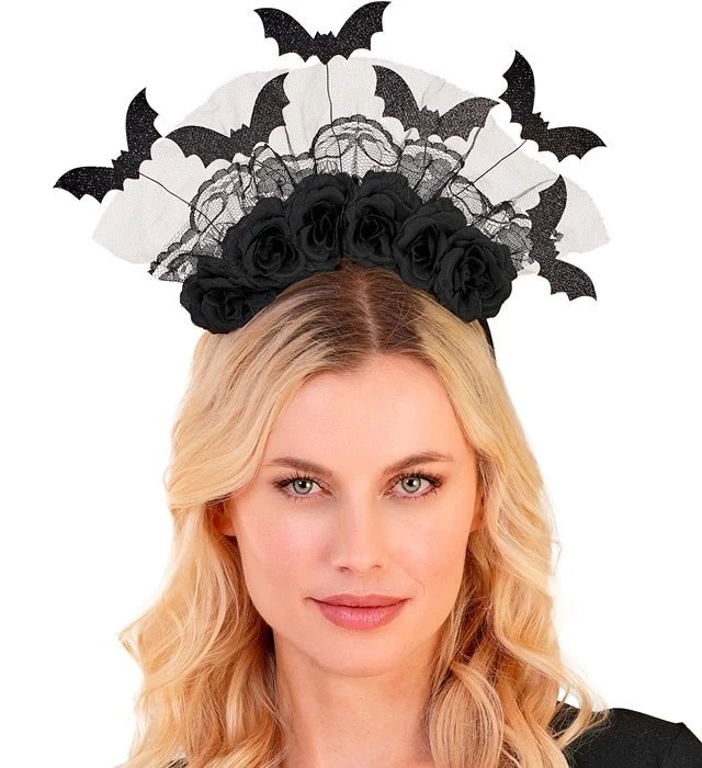 Schwarzes Haarband mit Fledermäusen