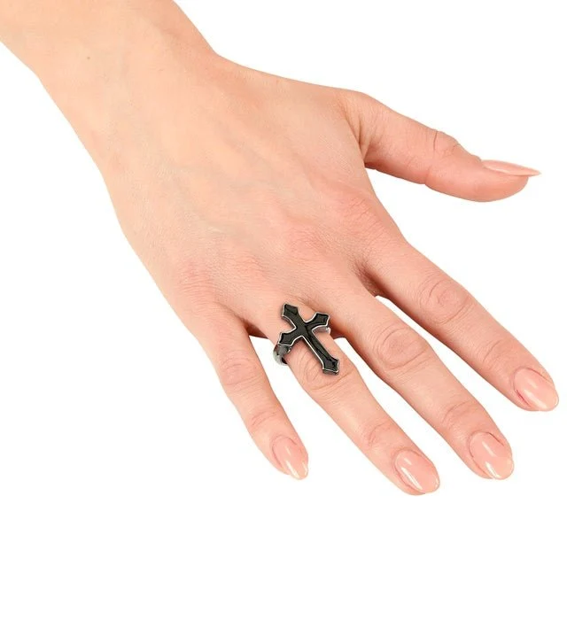 Halloween-Ring mit schwarzem Kreuz