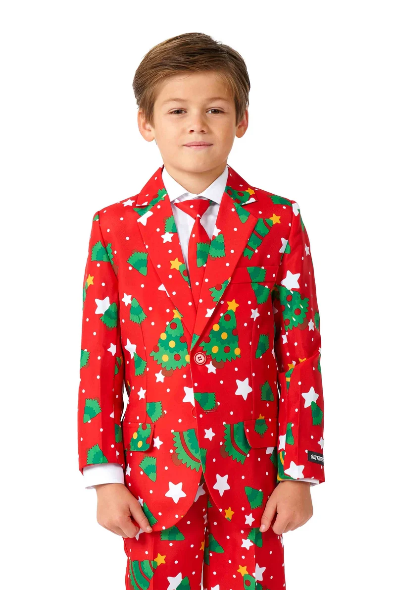 BOYS Christmas Trees Stars Red