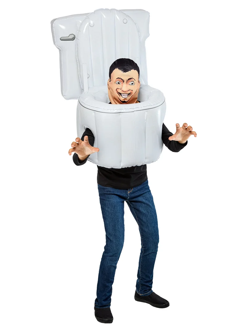 Skibidi Toilet Blow-Up Kostuum Kinderen | One Size | Opblaaspak & Capuchon