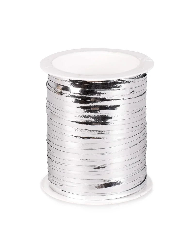 Festliches Geschenkband metallic-silber 25m