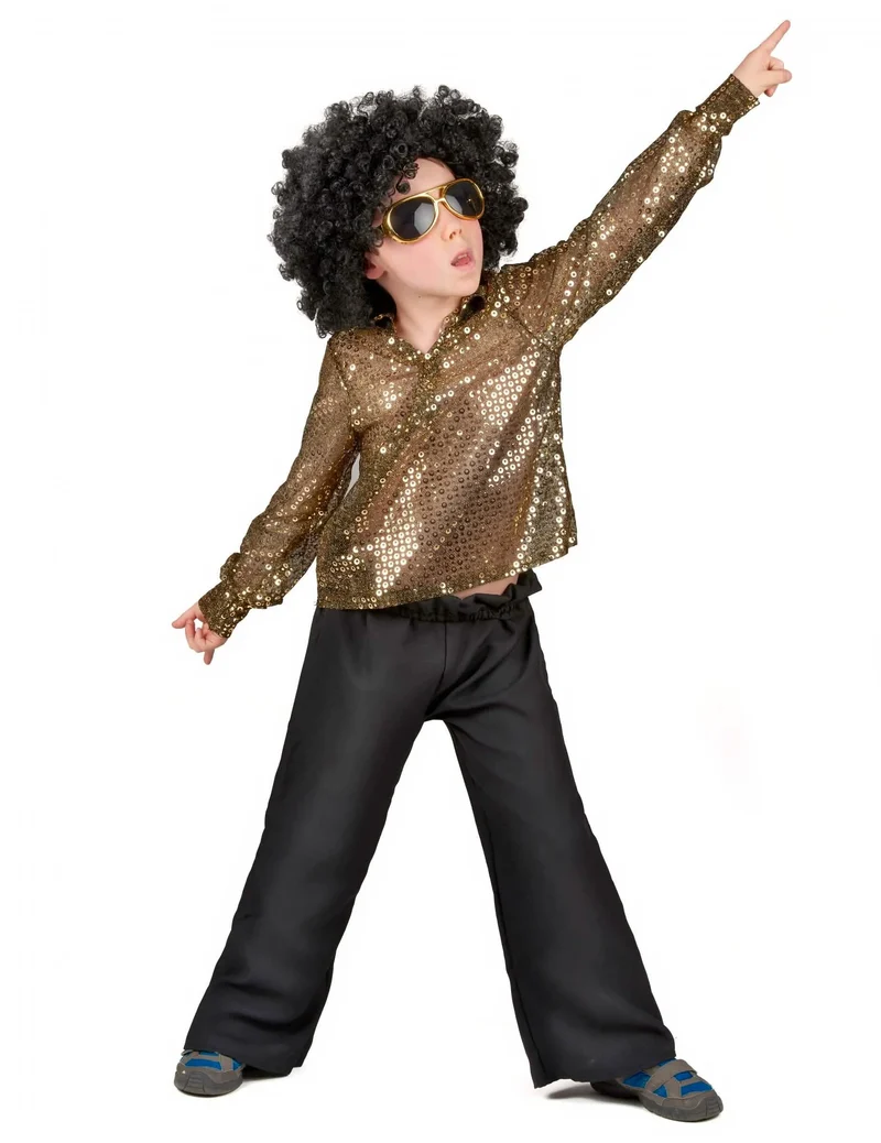 Goldenes Disco-Kostüm mit Pailletten für Jungen