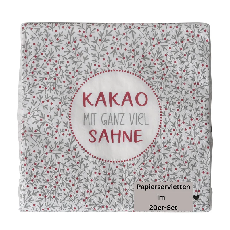 Papierservietten Kakao mit ganz viel Sahne grau
