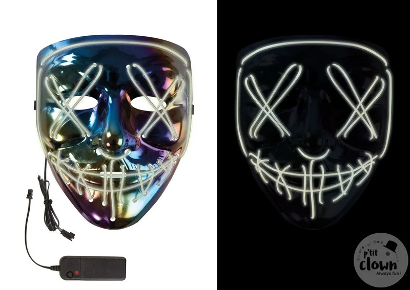 Gruselige LED blau/lila Face Maske