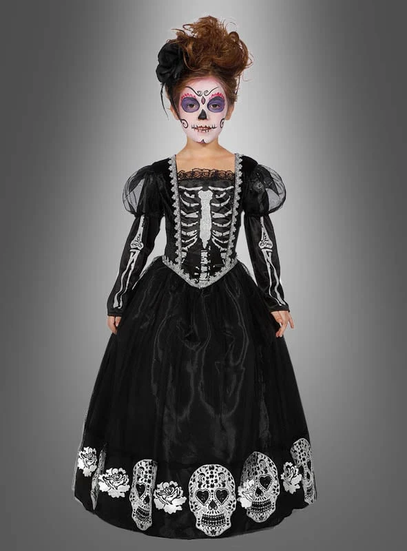 Deluxe Totenkopf Kleid für Mädchen