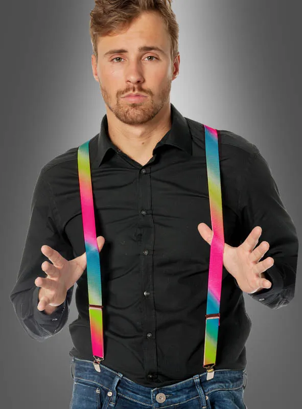Hosenträger Regenbogen neon