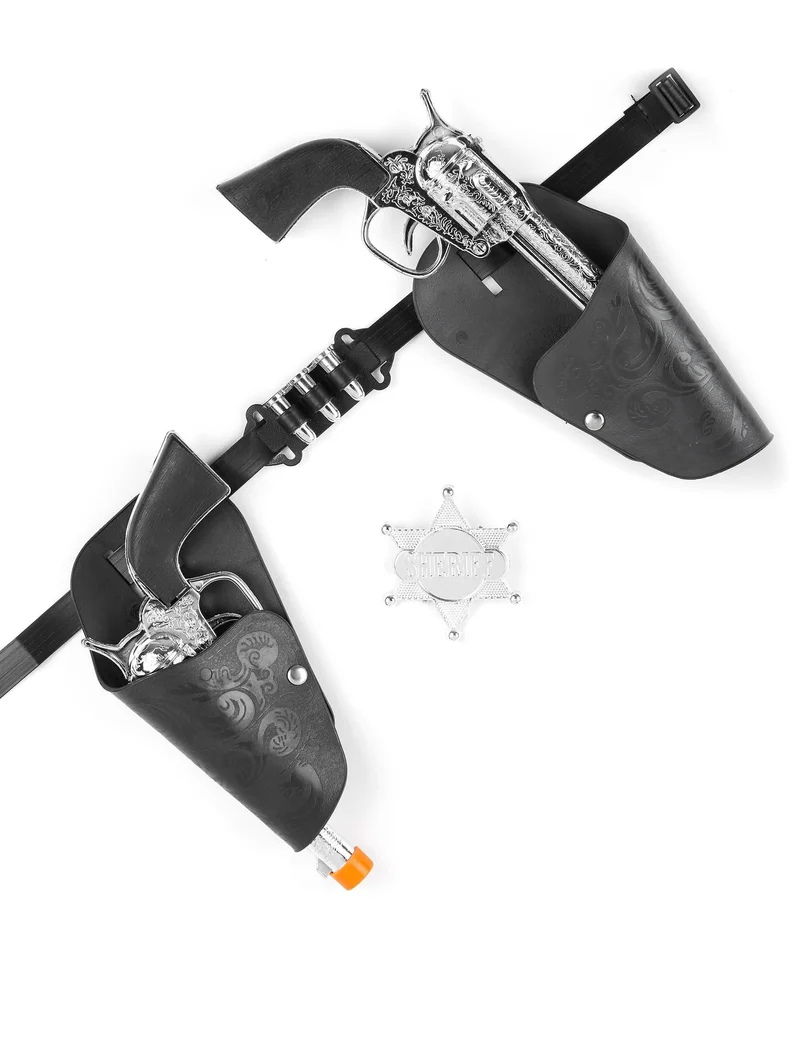 Revolver-Set für Cowboys Spielzeug schwarz-silber