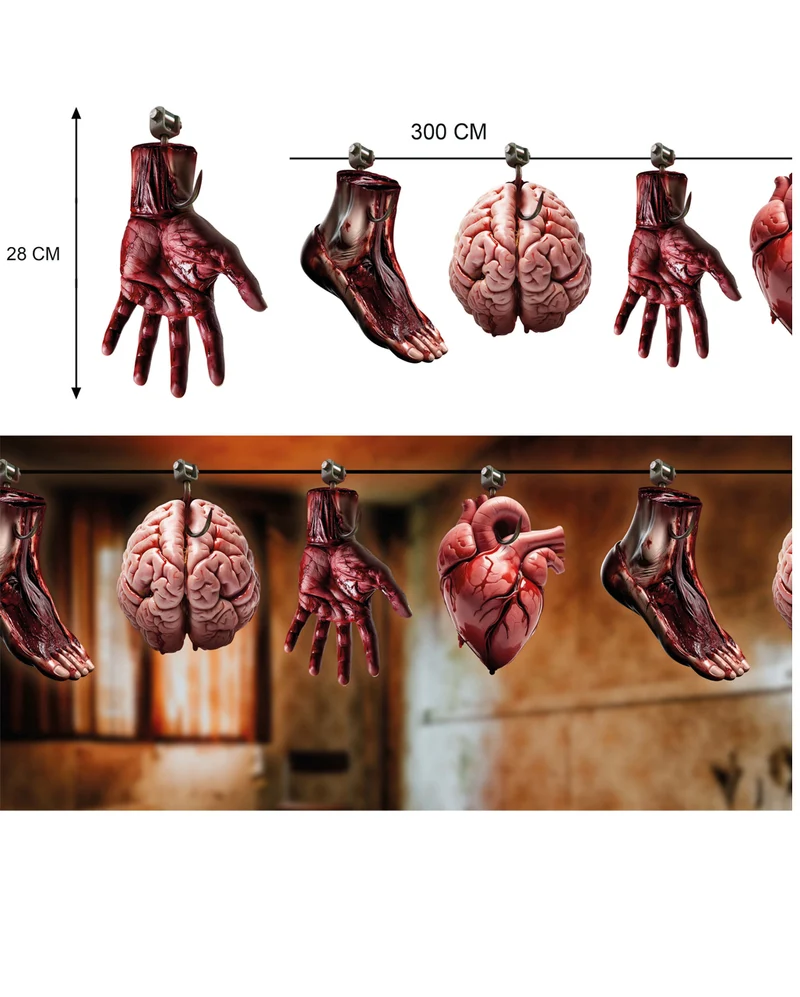 Horror Girlande mit blutigen Organen 300cm