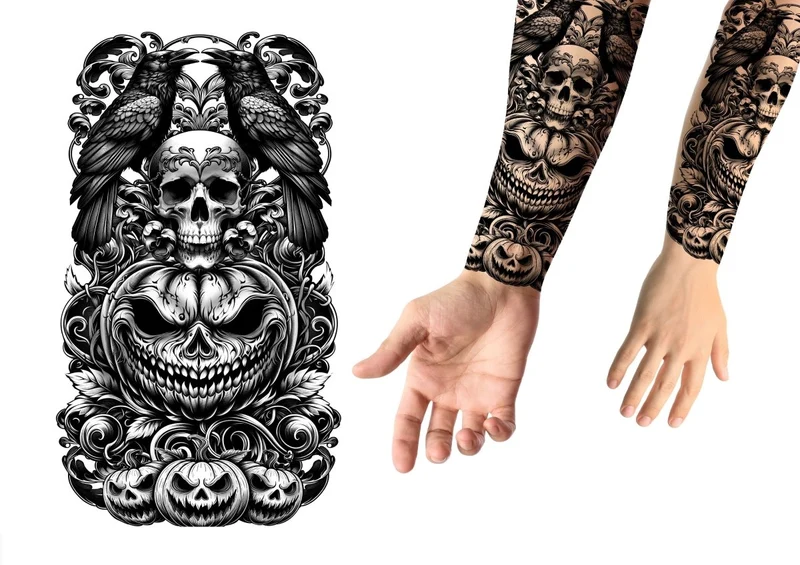 Halloween-Tattoo-Imitat „Kürbis“, 30 cm