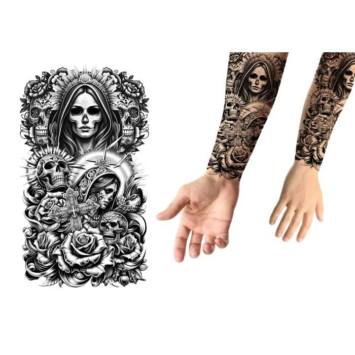 Halloween-Temporärtattoo Catrina 30 cm